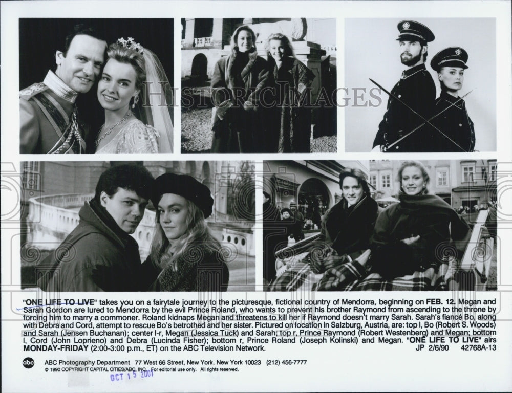 1990 Press Photo One Life To Live Cast Robert Woods/Jensen Loprieno/Lucinda - Historic Images