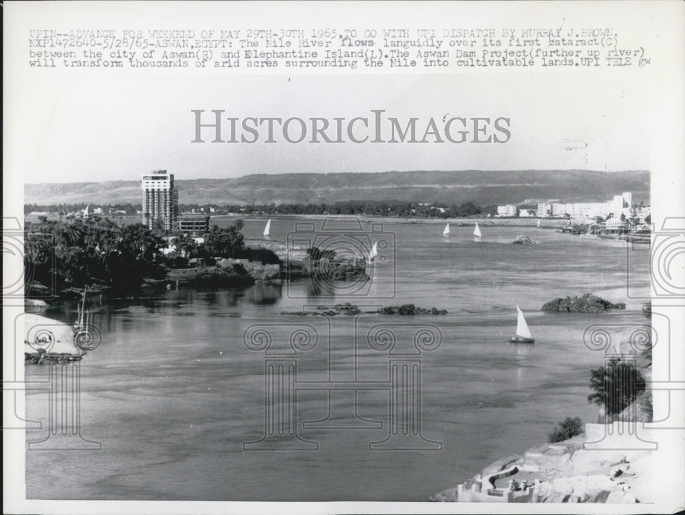 Press Photo Boats on Nile River-Got Its name from the Greek word Neilos - Historic Images