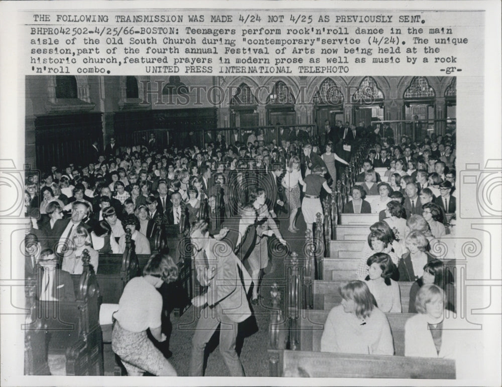 1966 Teenagers Rock Roll Dance Old South Church Contemporary Service-Historic Images