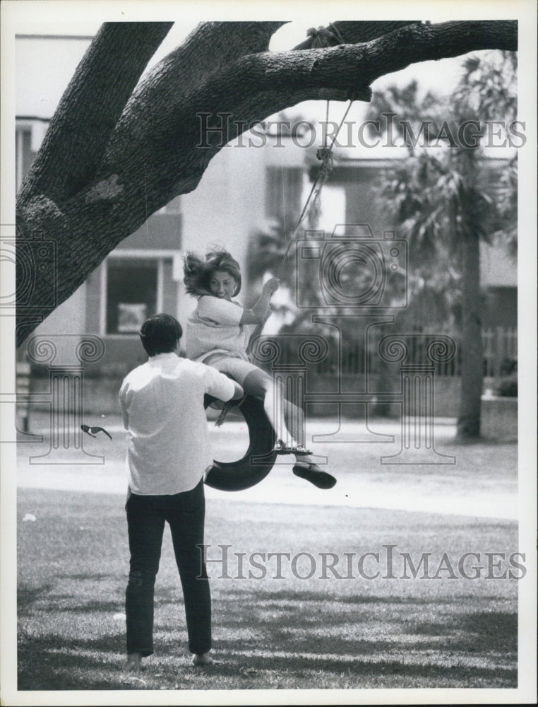 1969 College Students On Rope Swing - Historic Images