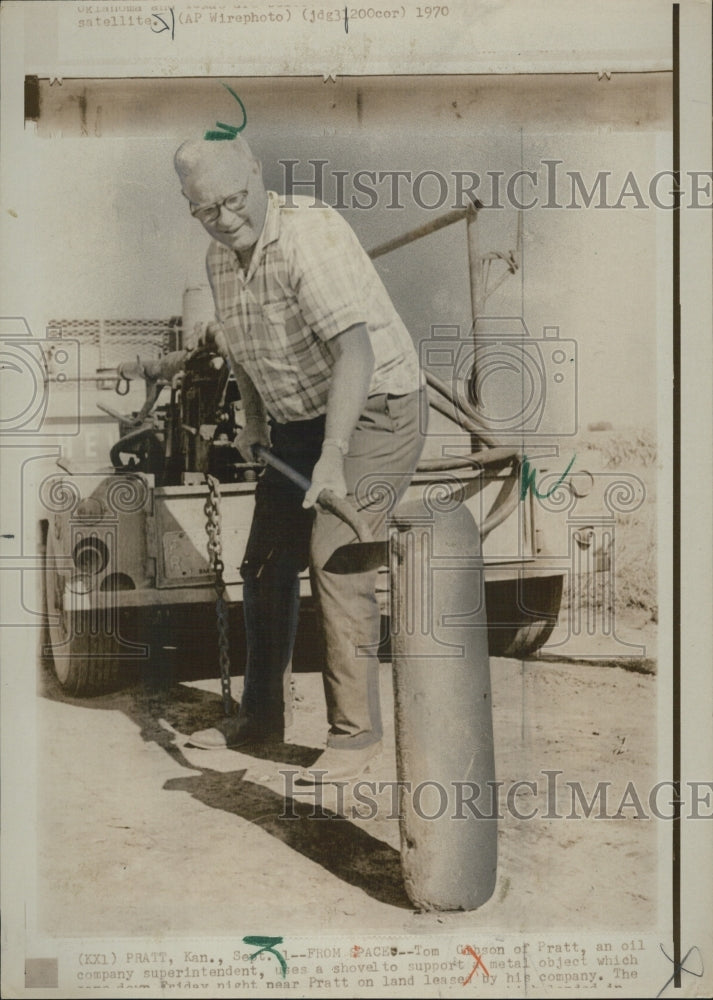 1970 Tom Gibson With Metal Object That Fell From the Sky - Historic Images