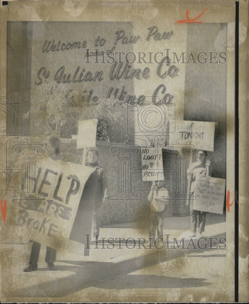 1974 Paw Paw Winery Picketed by Michigan Wives - Historic Images