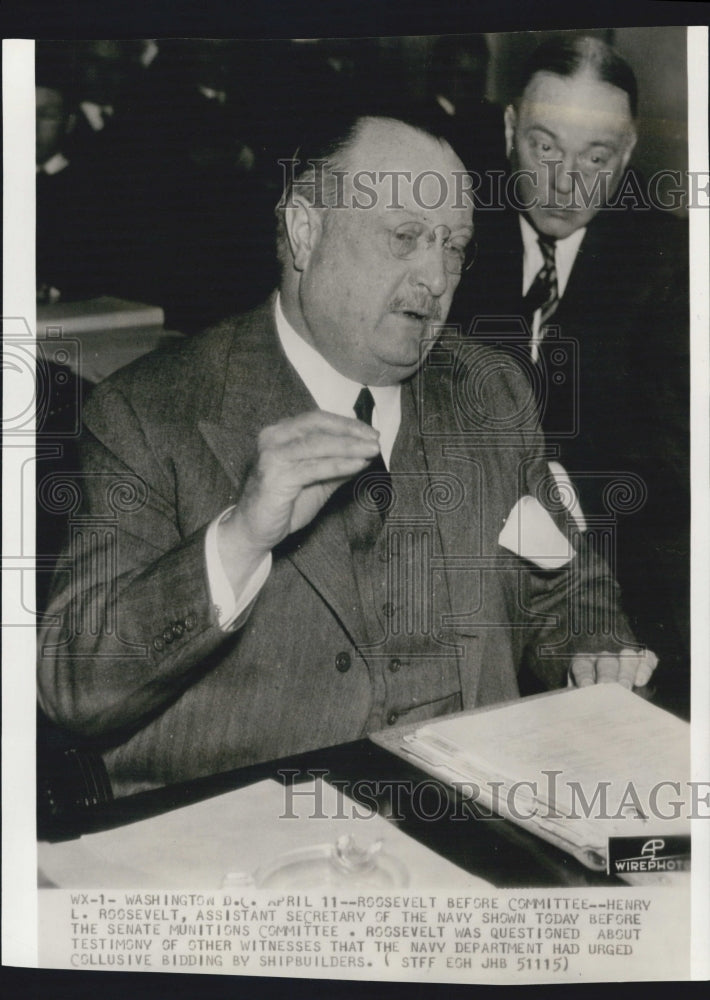 1935 Henry Roosevelt Ass Secy Of Navy Before Senate Munitions Comm - Historic Images