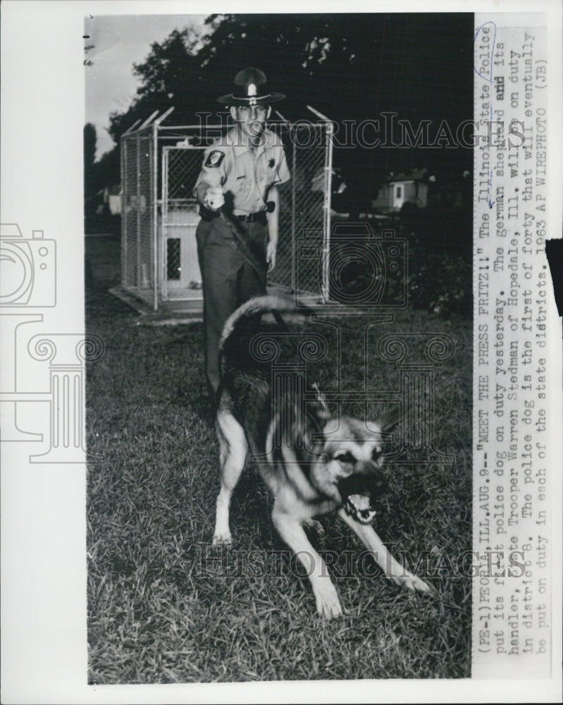 1963 Illinois State Police  State Trooper Warren Stedman Hopedale - Historic Images