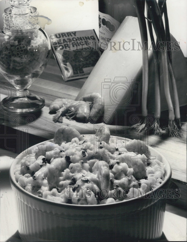 1967 Recipe For Curried Shrimp Bake Casserole Made With Macaroni - Historic Images