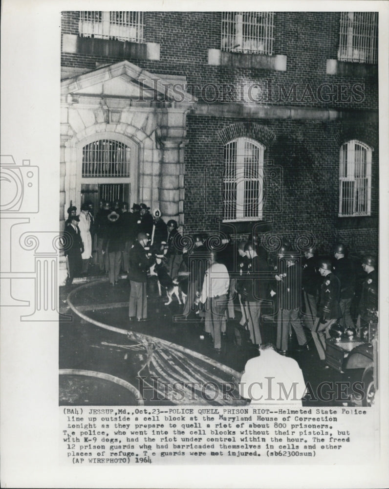 1964 Press Photo Maryland House of Corrections Riot - Historic Images