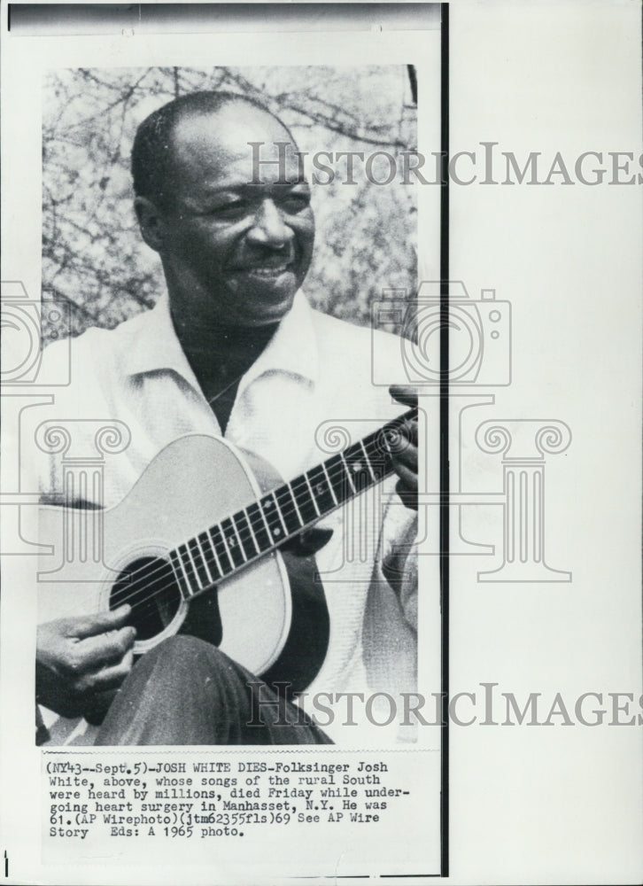 1965 Josh White Folk Singer - Historic Images