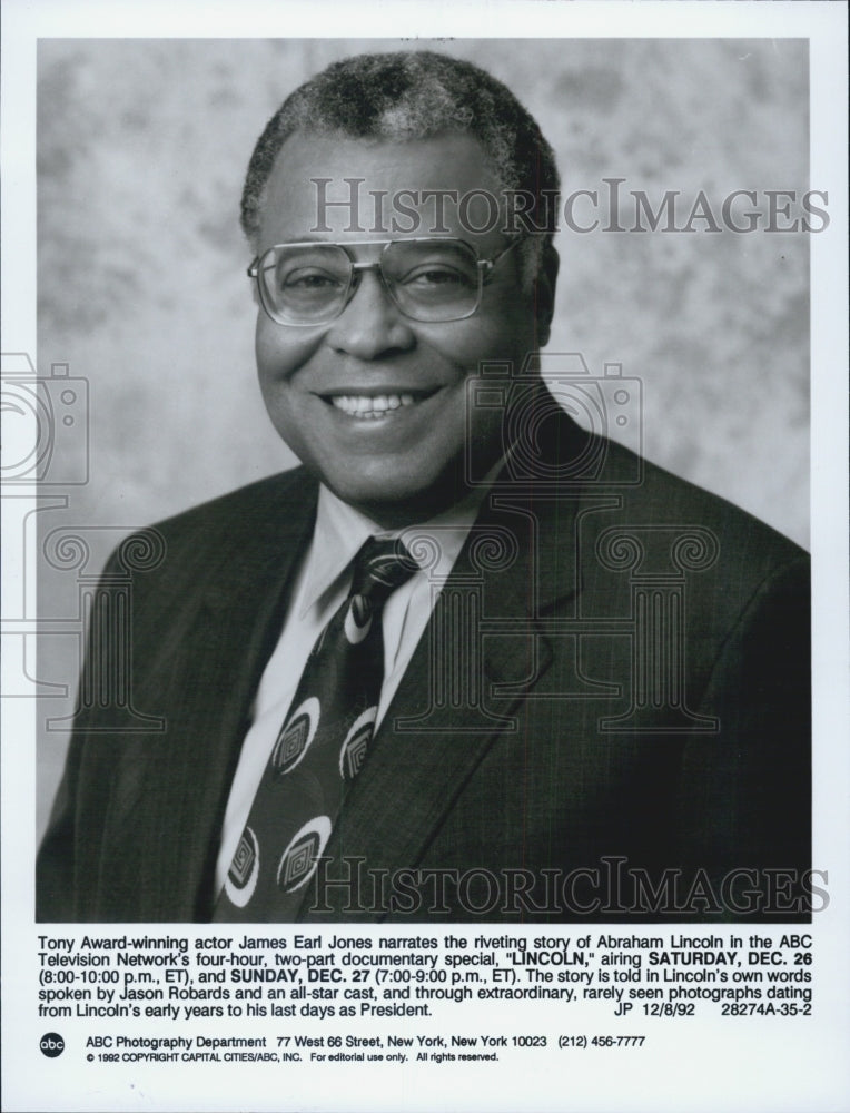 1992 Press Photo James Earl Jones - Historic Images