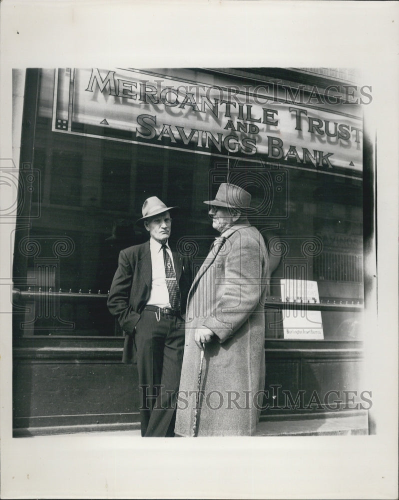 1952 William Bayer and George Cook Outside Bank - Historic Images