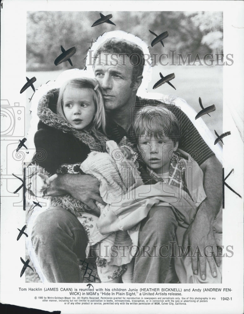 1980 Press Photo James Caan Heather Bicknell Hide in Plain Sight Andrew Fenwick - Historic Images