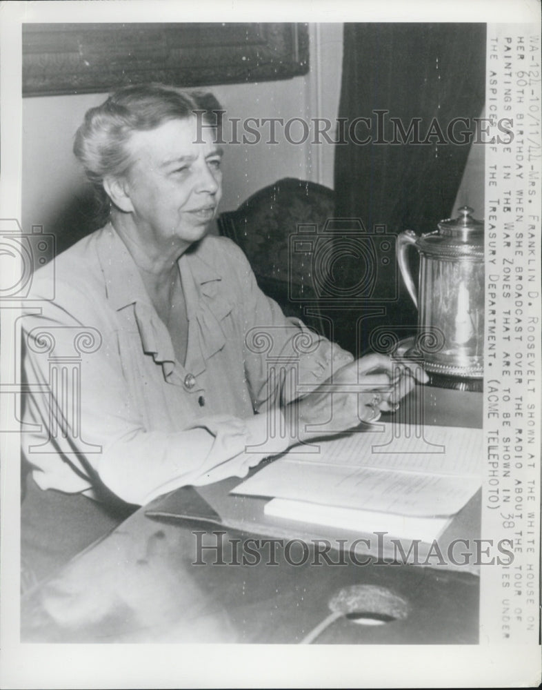 1944 Mrs Franklin D Roosevelt (Elanor) 60th Birthday - Historic Images