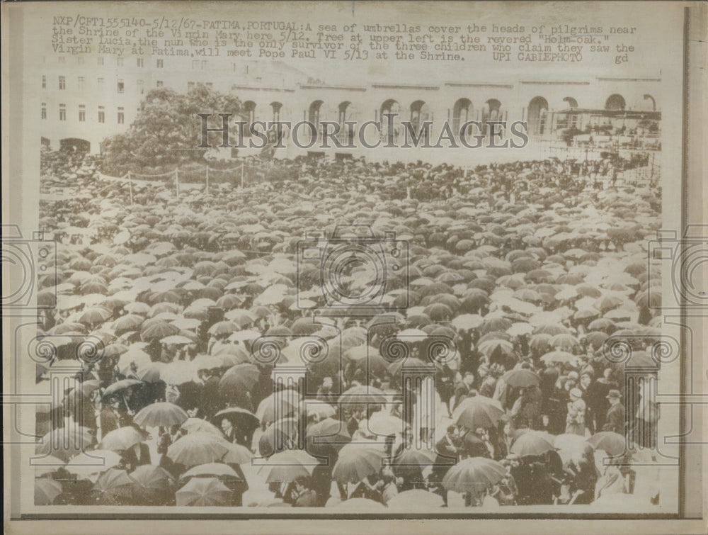 1967 umbrellas Shrine of Virgin Mary  Porutgal - Historic Images