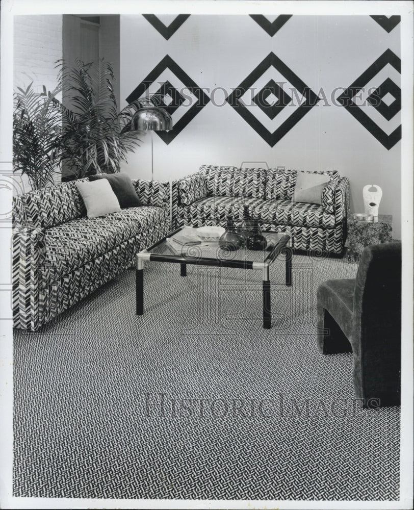 1972 Pure Wool Carpet/Cheviot/Karastan/Ribbed Herringbone Pattern - Historic Images