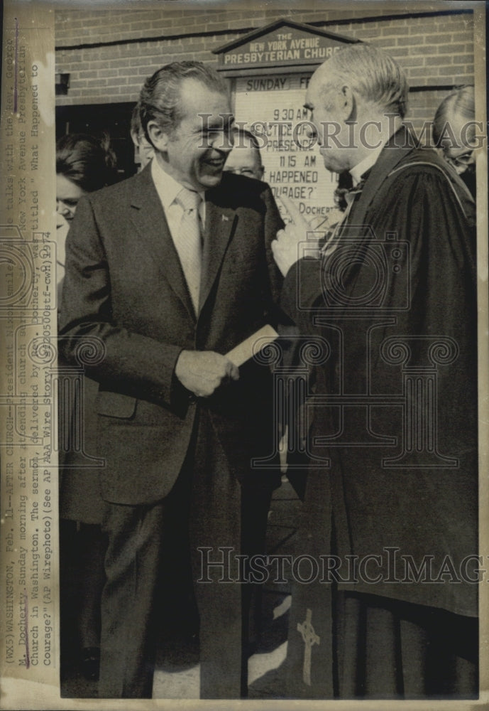 1974 Reverend George M. Docherty/US President Richard Nixon - Historic Images