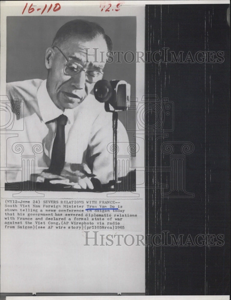 1965 Press Photo Tran Van Do South Vietnam Foreign Minister Saigon Conference - Historic Images