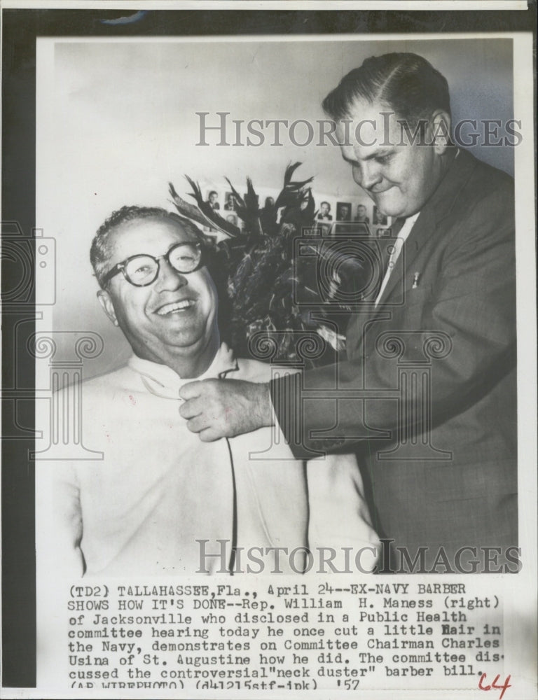 1957 Press Photo Rep Willam Maness   House Committee Discussing Neck Duster Bill - Historic Images