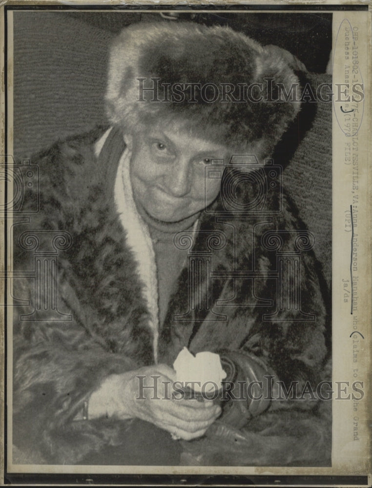 1975 Press Photo Anna Anderson Manshan Alleged Duchess Anastasia - Historic Images