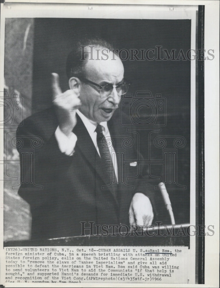 1966 Cuba Foreign Minister Raul Roa Speaking Against America - Historic Images