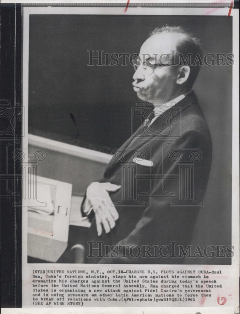 1961 Cuba Foreign Minister Raul Roa Speaking United Nations Assembly - Historic Images