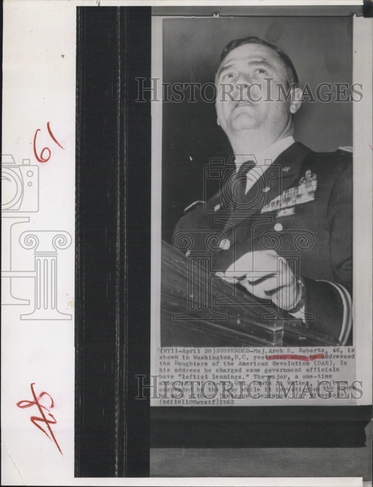 1962 Maj. Archibald Roberts Suspended for Unauthorized Speech Making - Historic Images