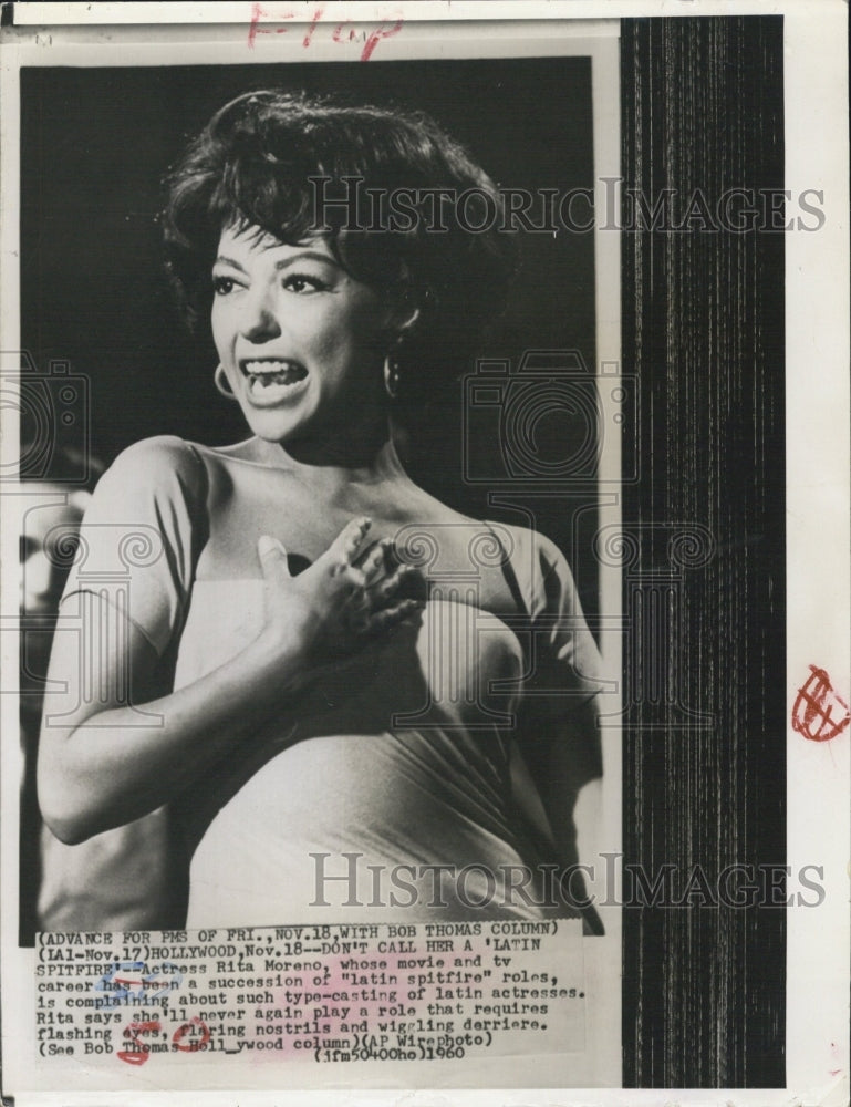 1960 Press Photo Rita Moreno, Actress - Historic Images