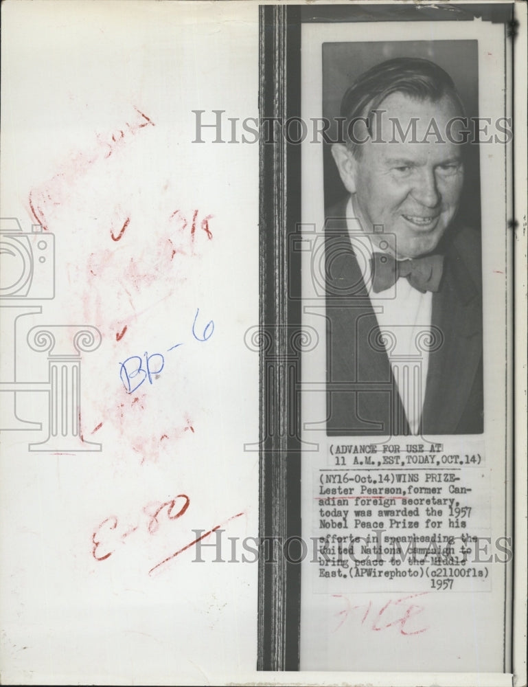 1957 Lester Pearson Former Foreign Secretary of Canada - Historic Images