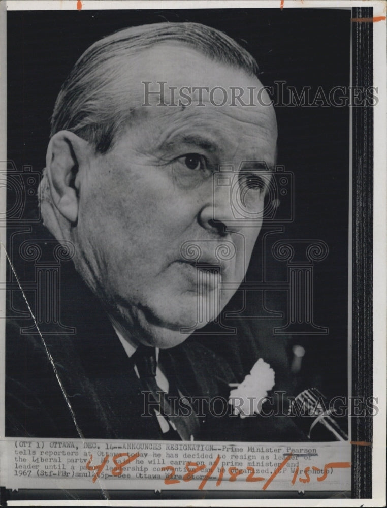 1972 Press Photo Canada Prime Minister Lester Pearson - Historic Images