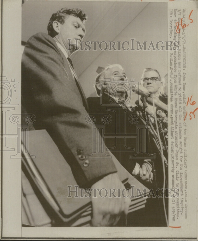 1974 House Judiciary Committee Chief Counsel John Doar Talking Press - Historic Images