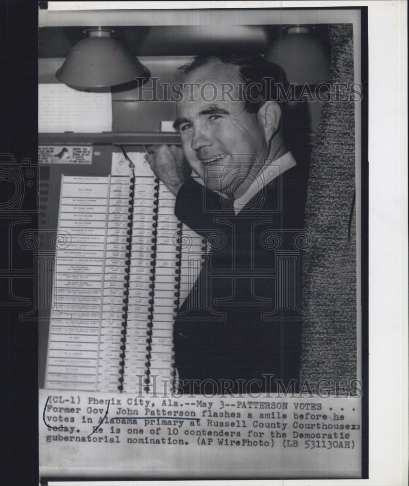 Press Photo Former Governor John Patterson Voting Alabama Primary - Historic Images