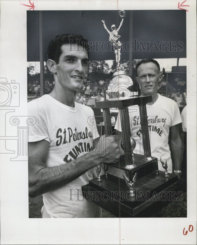1960 Walkathon Winner Dale Patten receiving Trophy - Historic Images
