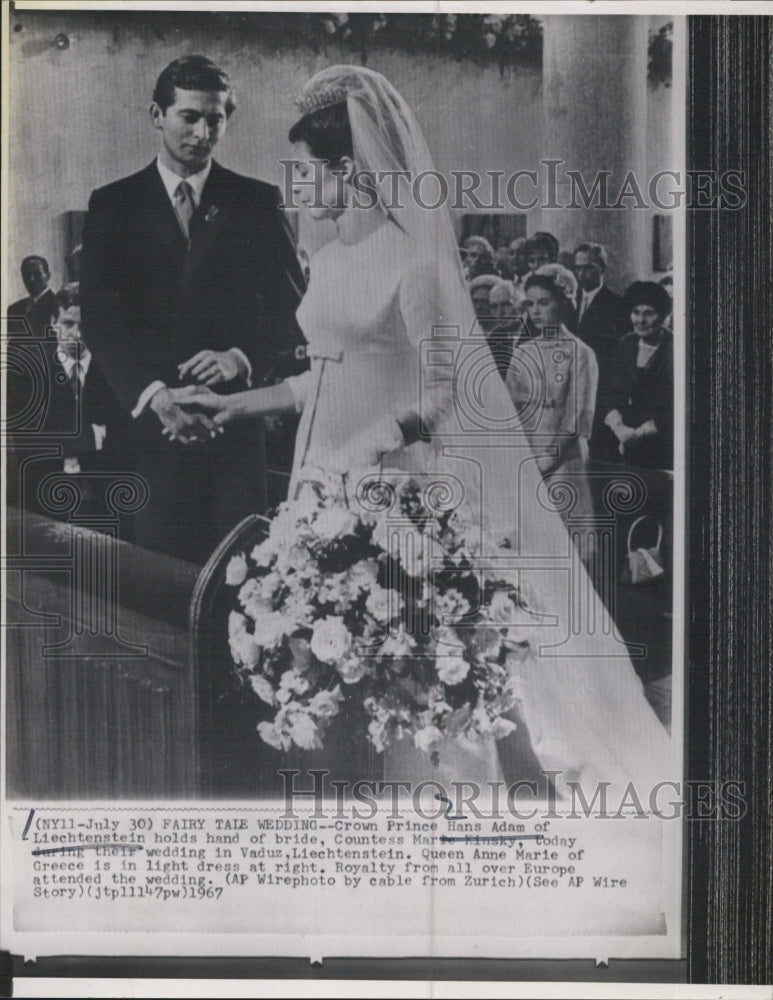 1967 Prince Hans Adam and Countess Marie Kinsky wed. - Historic Images