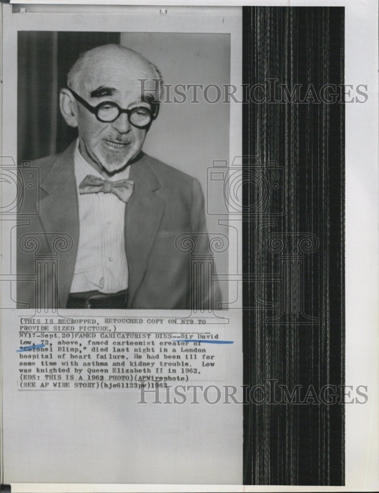 1963 Sir David Low Colonel Blimp Cartoonist death heart failure - Historic Images