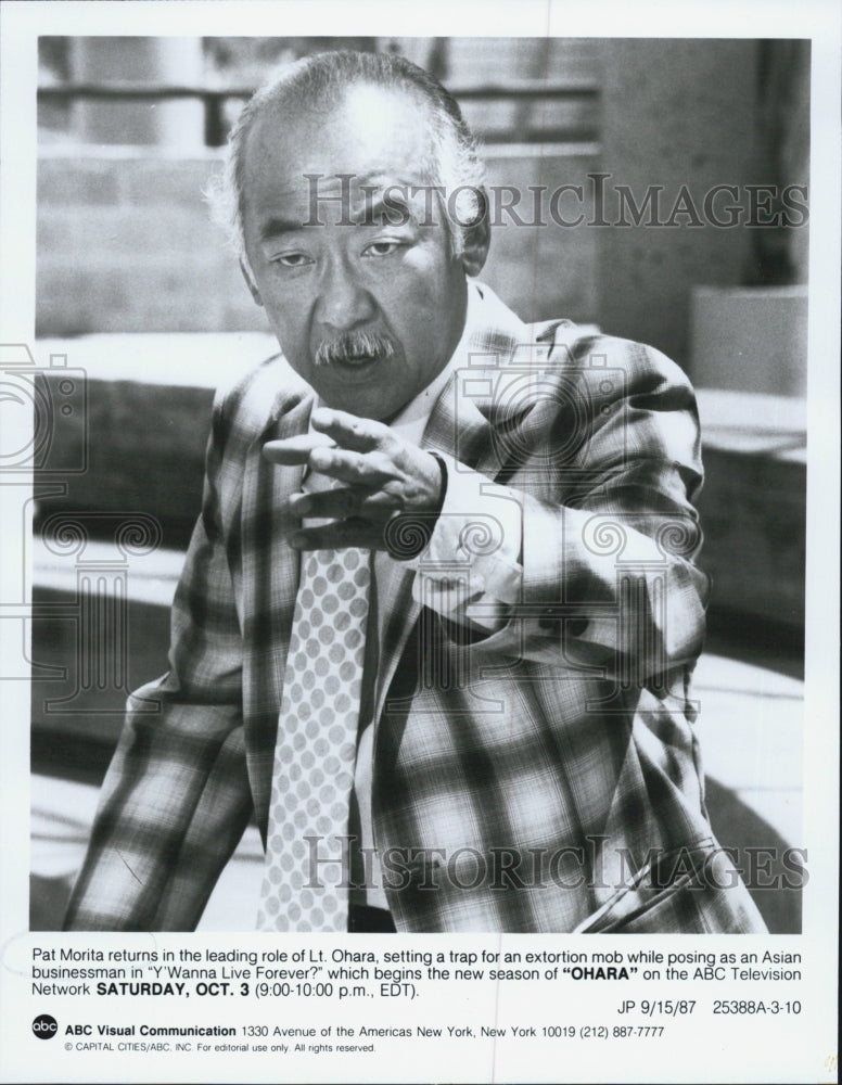 1987 Press Photo Pat Morita in &quot;OHARA&quot; - Historic Images