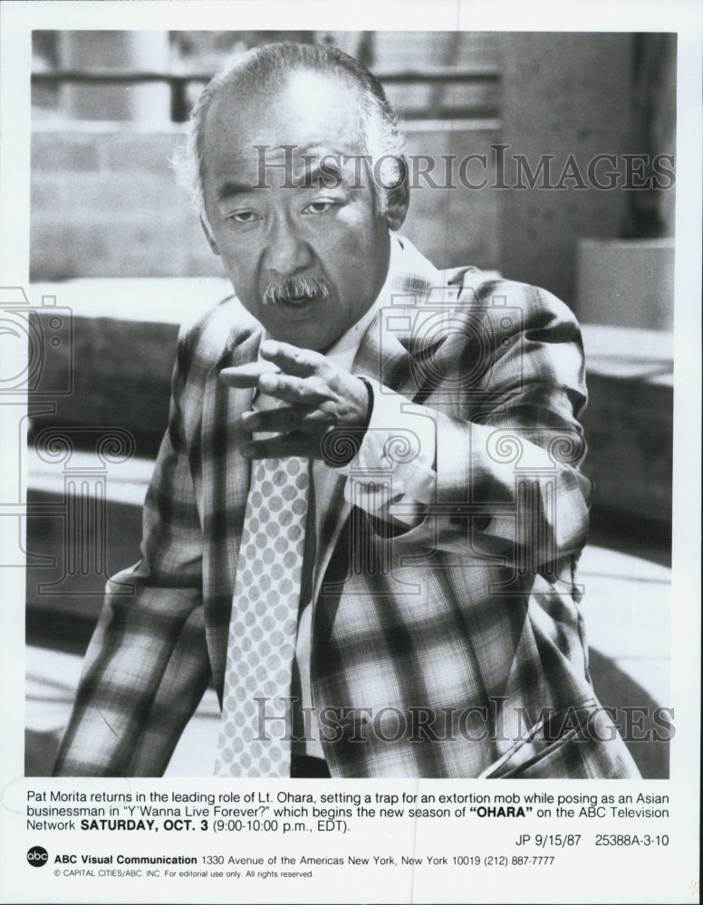 1987 Press Photo Pat Morita in "OHARA" - Historic Images