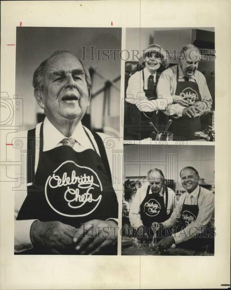 1985 Press Photo Carol Channing and Dick Van Patten with Robert Morley - Historic Images