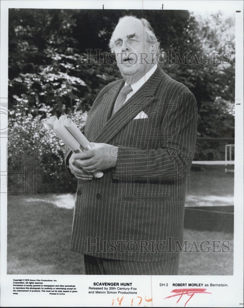 1979 Press Photo Robert Morley in a scene from "Scavenger Hunt" - Historic Images