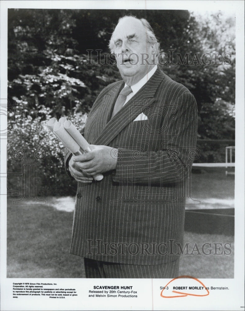 1979 Press Photo Robert Morley in a scene from "Scavenger Hunt" - Historic Images
