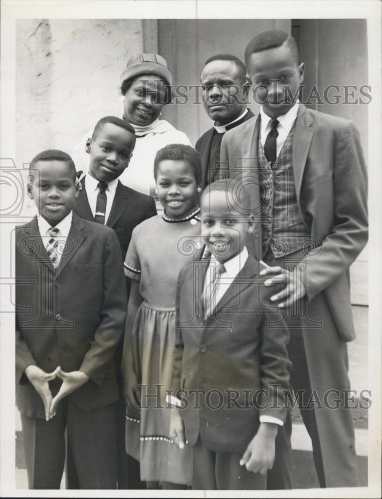 1962 Reverend C. D. Dixon With Family Outside Moore's Chapel Church - Historic Images