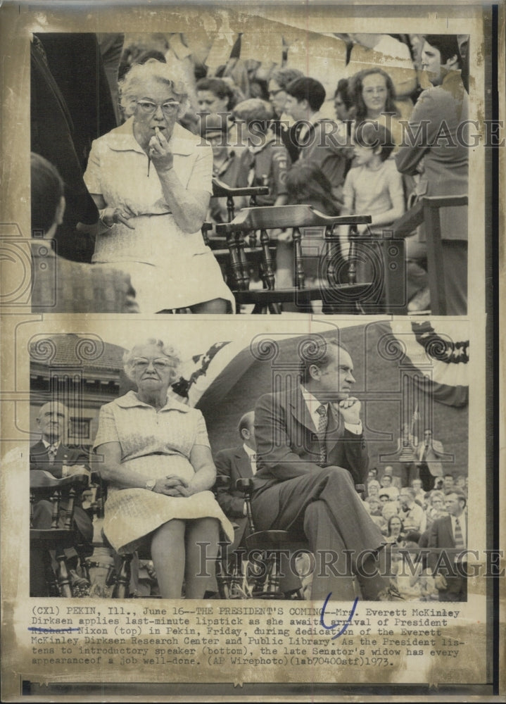 1973 President Nixon And Mrs. Everett McKinley Dirksen At Opening - Historic Images