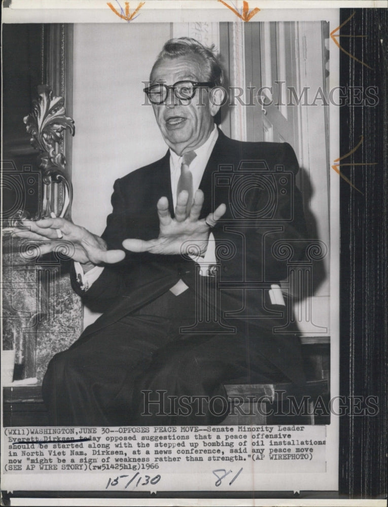 1966 Press Photo Senate Minority Leader Everett Dirksen At Press Conference - Historic Images