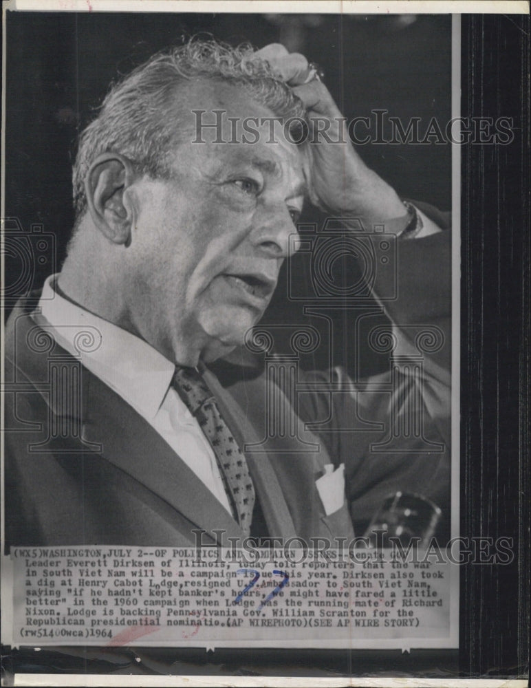 1964 Press Photo Senator Everett Dieksen of Illinois - Historic Images