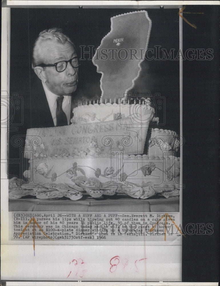 1966 Press Photo Senator Everett Dirksen Celebrates 40 Years in the Public Eye - Historic Images