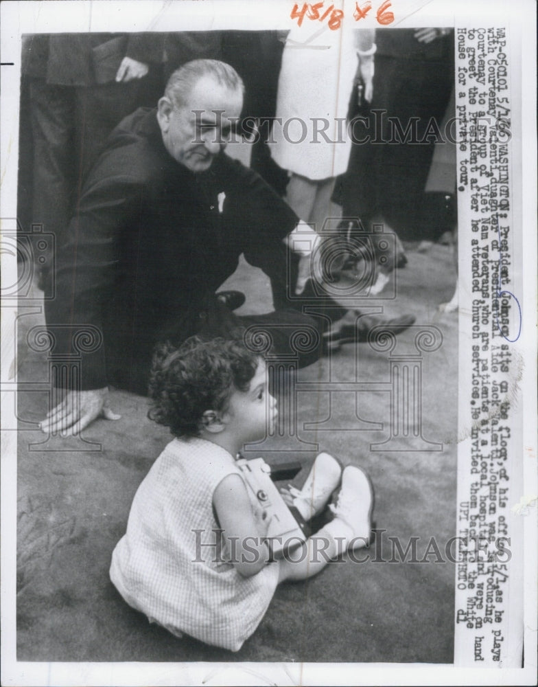 1966 US President JohnsonCourtenay Valenti Duaghter of Aide - Historic Images