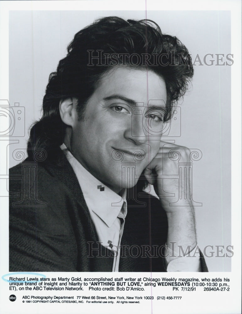 1991 Press Photo Actor Richard Lewis as Marty Gold in Anything But Love - Historic Images