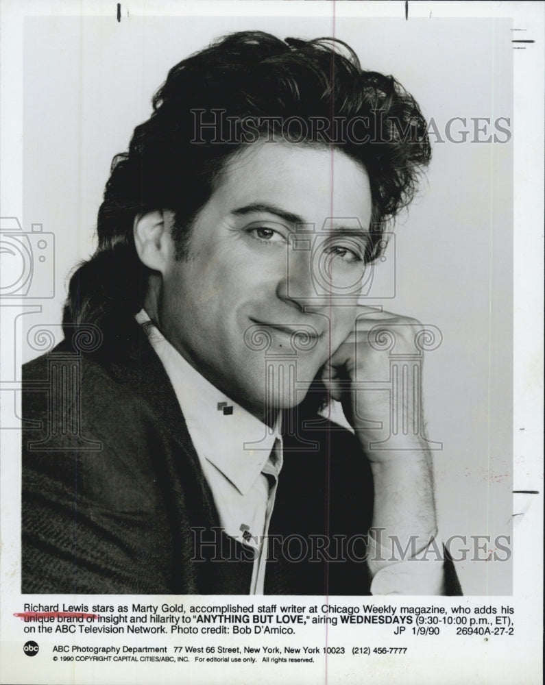 1990 Press Photo Actor Richard Lewis as Marty Gold in Anything But Love - Historic Images