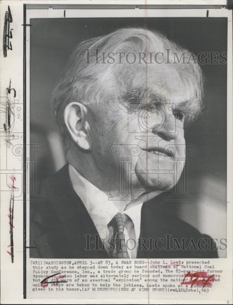1963 John L Lewis Coal policy Chairman - Historic Images