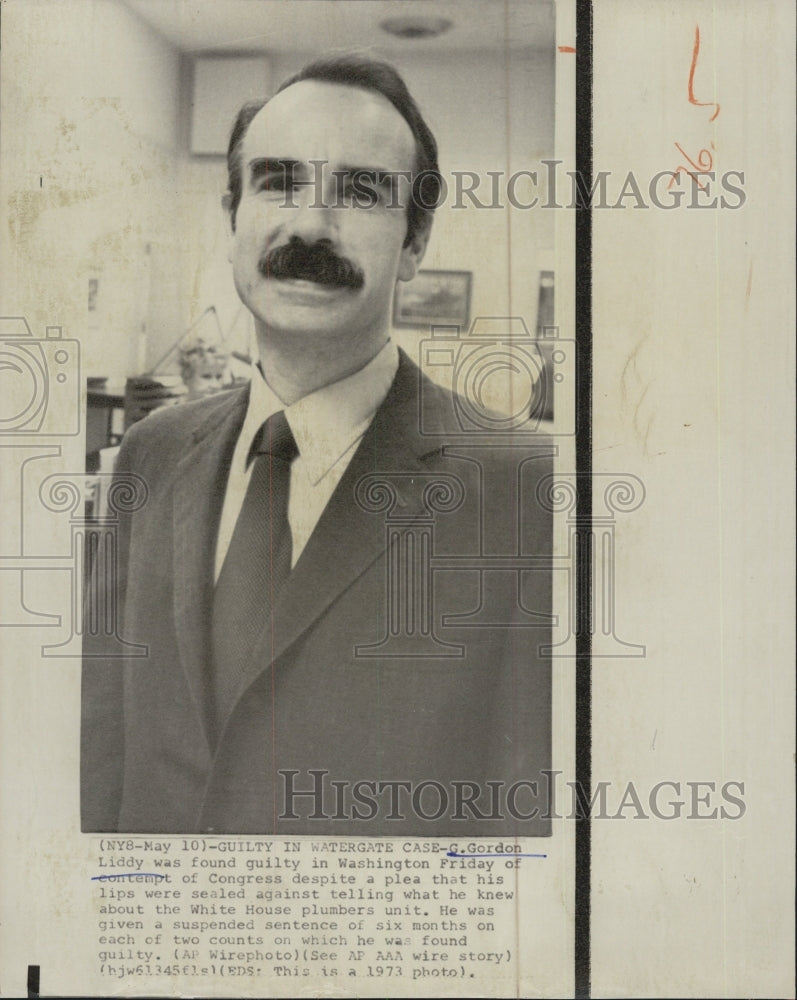 1973 Press Photo G. Gordon Liddy found guilty for Watergate. - Historic Images