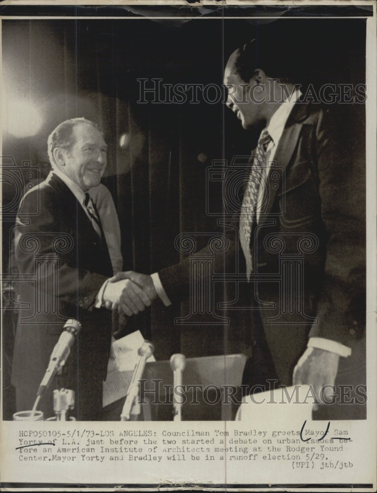 1973 Tom Bradley Mayor Sam Yorty Los Angelas - Historic Images