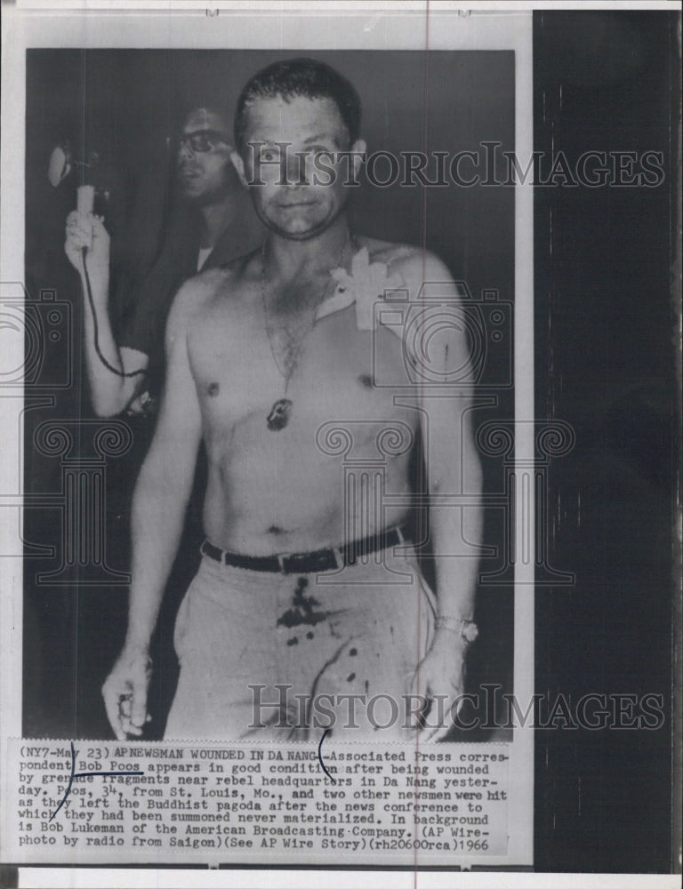 1966 Press Photo AP Correspondent Bob Poos Injured - Historic Images