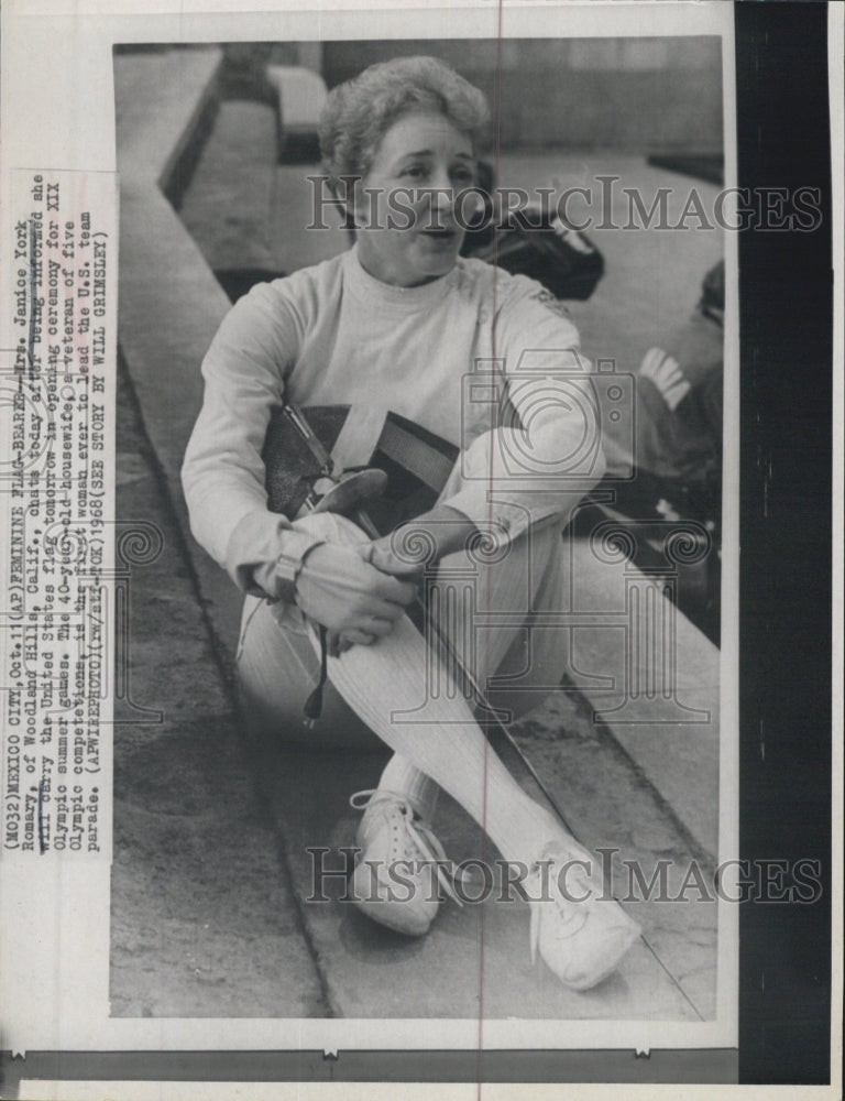 1968 Mrs Janice York Romary Olympic Flag Carrier - Historic Images